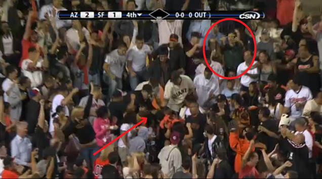 Sept. 28: Uribe's 4th inning HR lands right in front of me! Giants go 2 games up for Div. lead.